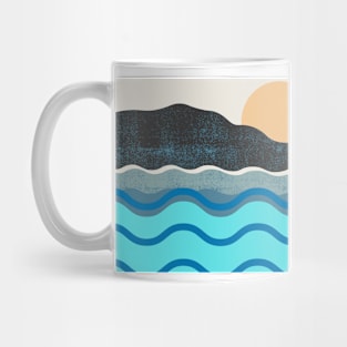 Landscape Textured Collage of Mountain, Sea and Sun Mug